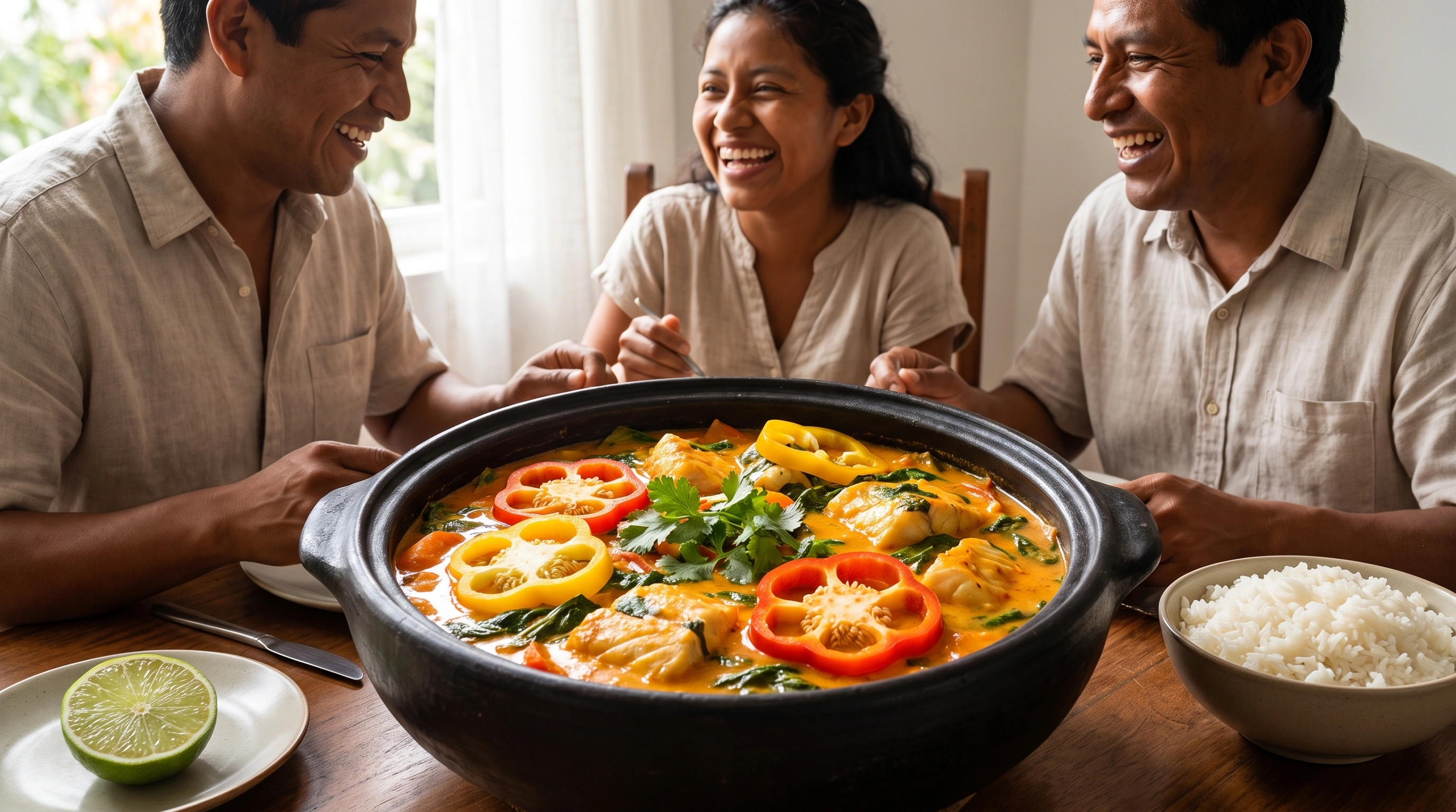 Moqueca brasileña con leche de coco