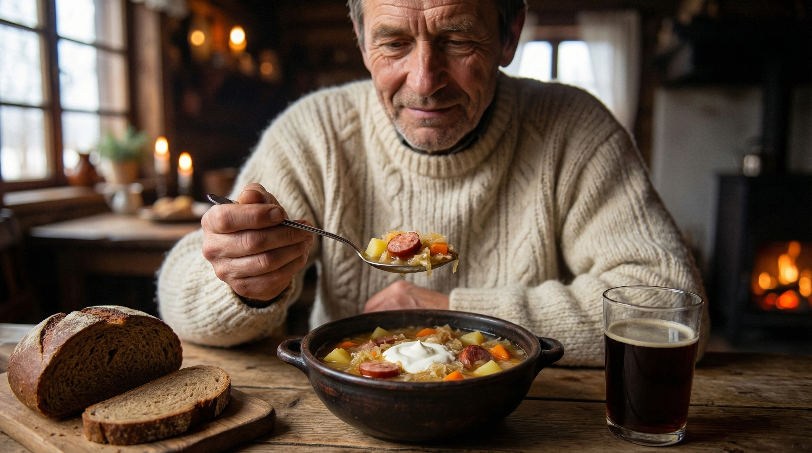 Sauerkraut Soup with Smoked Sausage