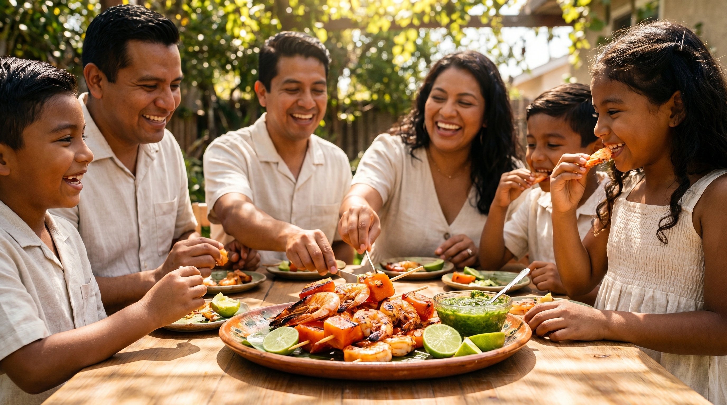 Spicy Papaya Lime Shrimp Skewers