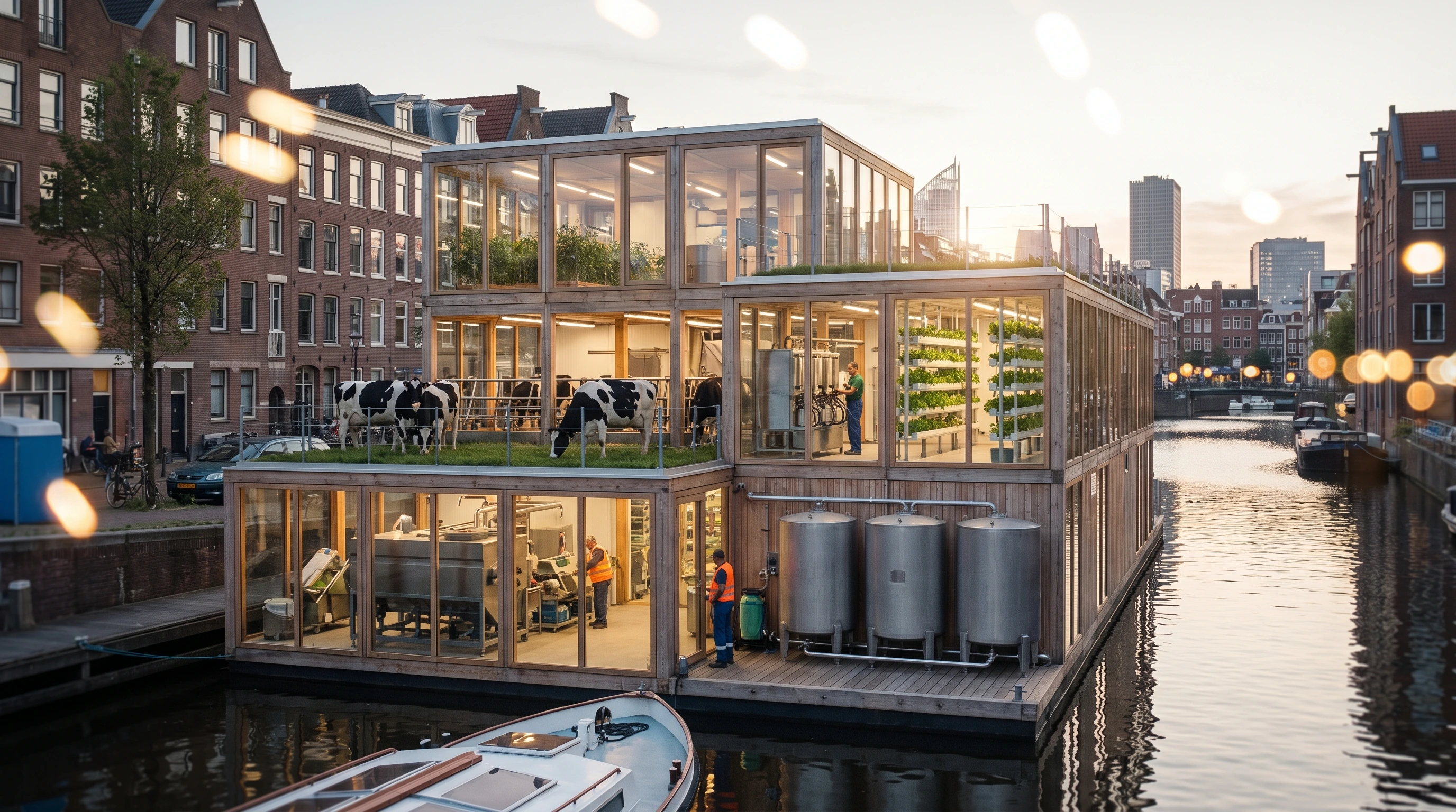 Rotterdam's floating dairy farm for sale
