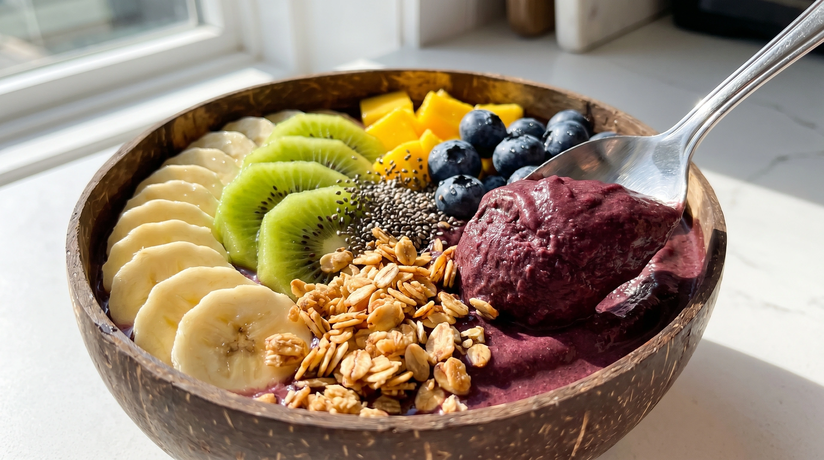 Açaí Bowl With Granola and Fresh Fruits